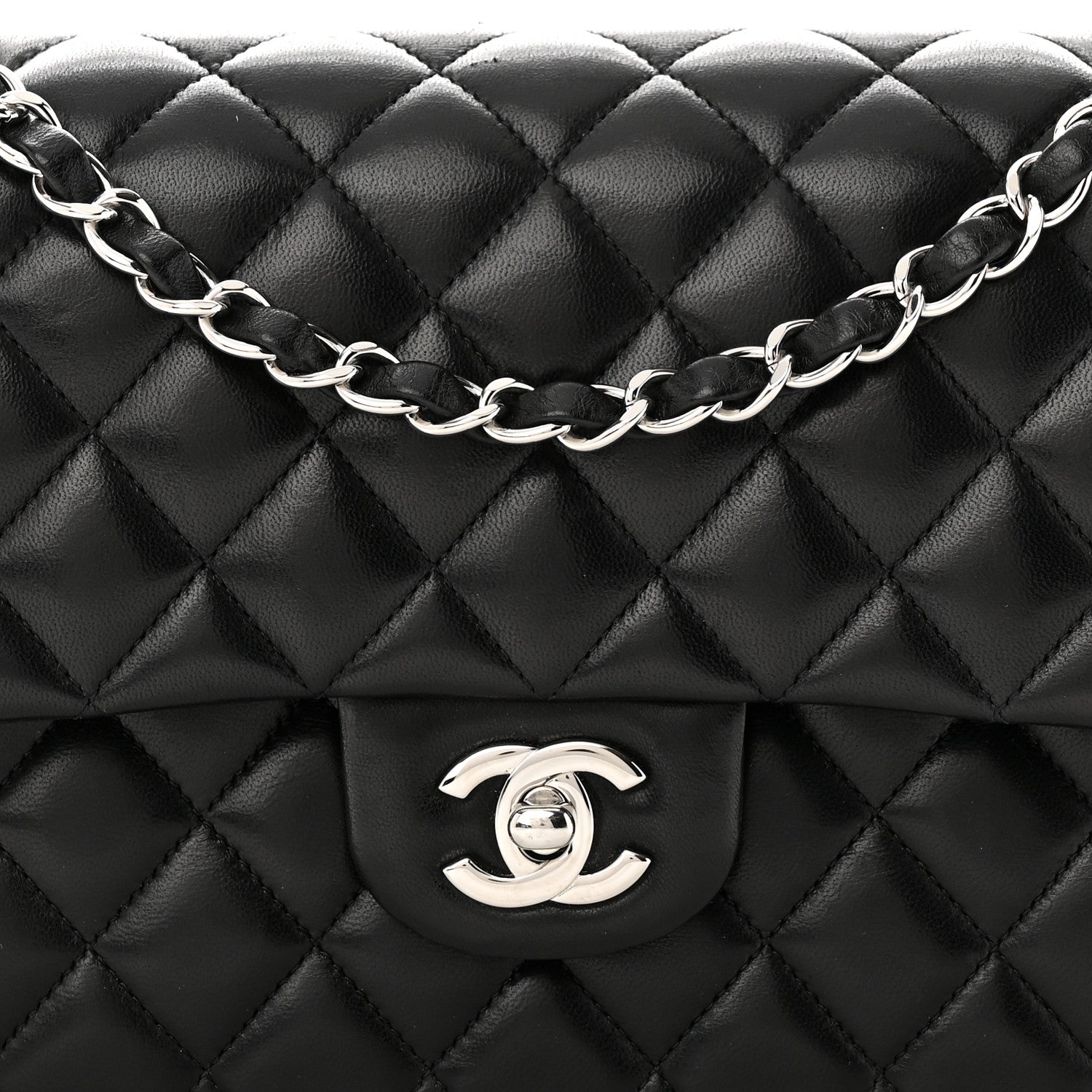 Chanel Lambskin Quilted Medium Double Flap Black 8 of 13