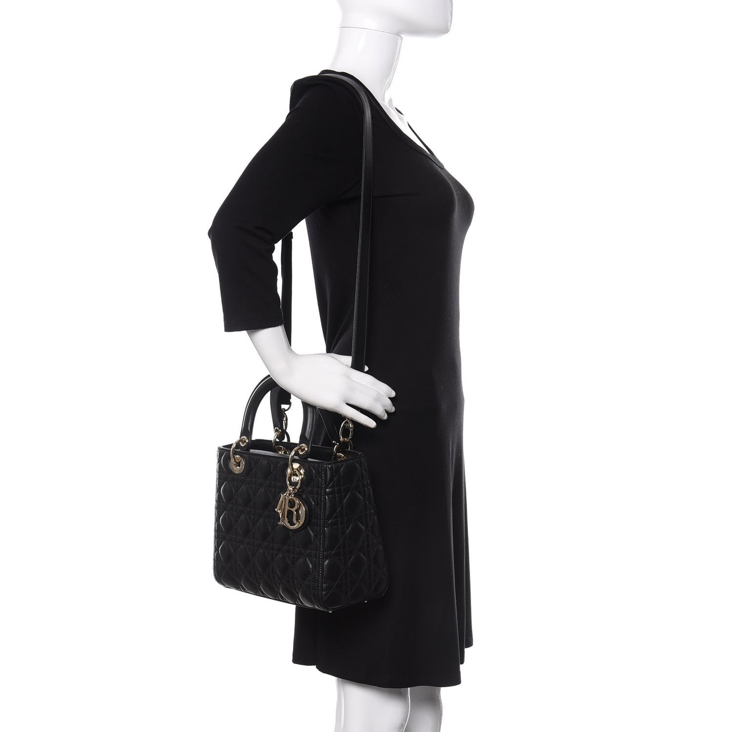 Lambskin Cannage Medium Lady Dior Black