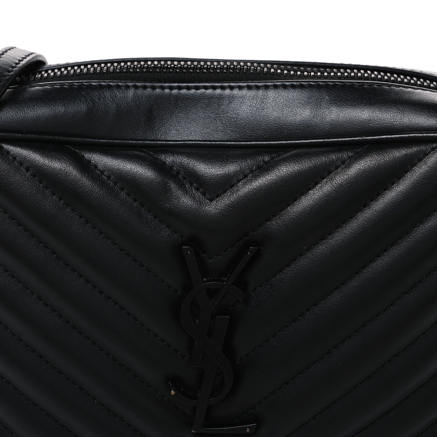 Saint Laurent Calfskin Matelasse Monogram Monochrome Lou Camera Bag Black 8 of 11