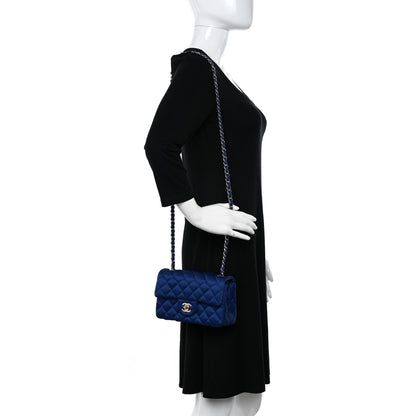 Chanel Satin Quilted Mini Rectangular Flap Blue 2 of 11