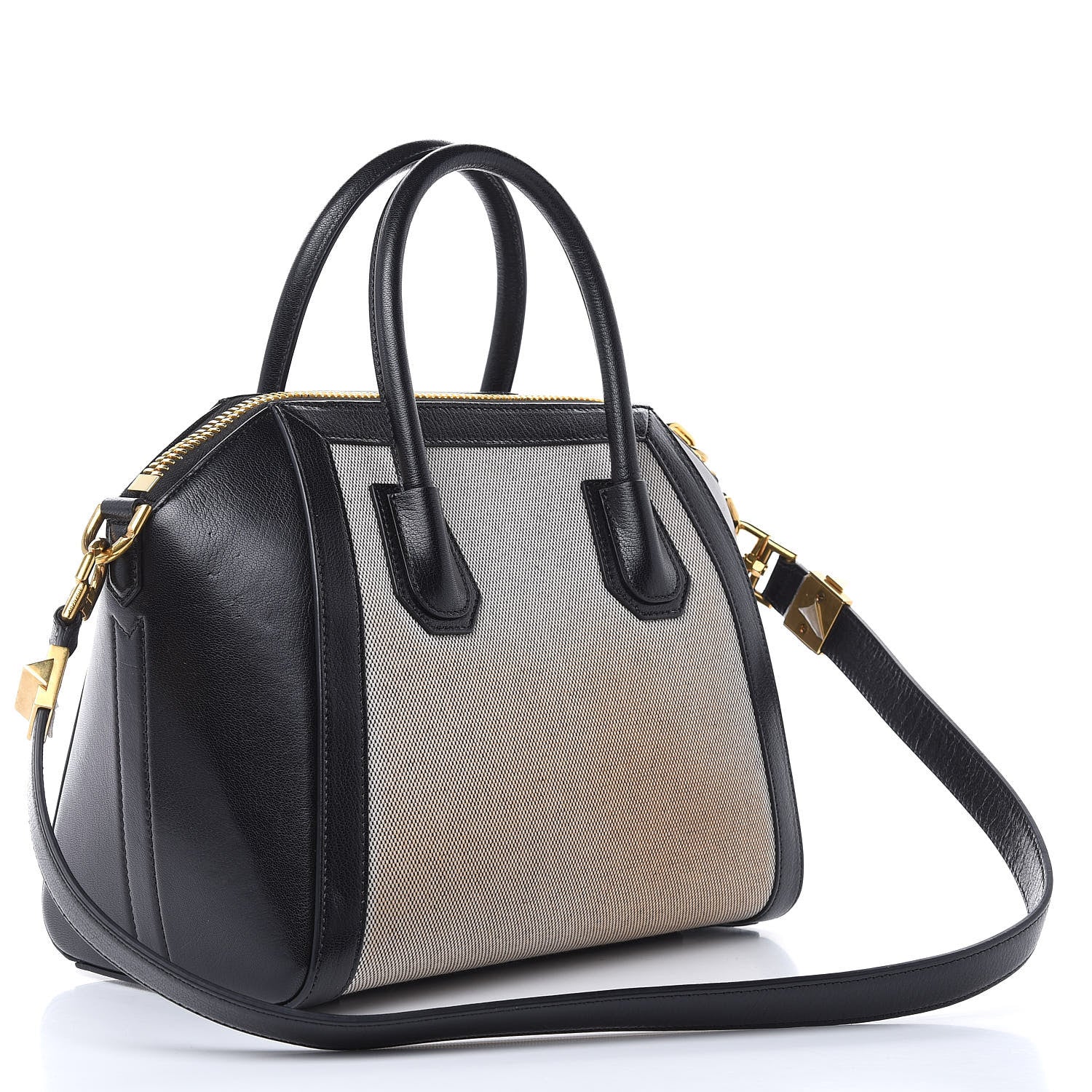 Givenchy Canvas Sugar Goatskin Striped Small Antigona Black 3 of 16