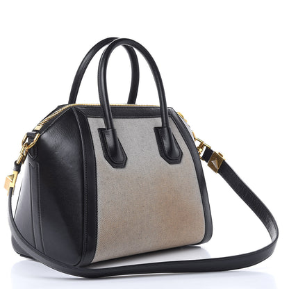 Givenchy Canvas Sugar Goatskin Striped Small Antigona Black 3 of 16