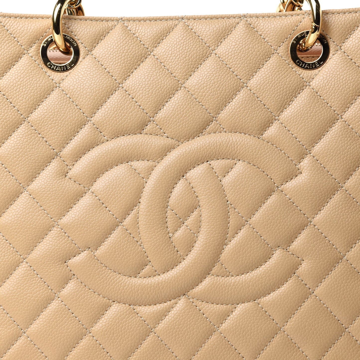 Caviar Quilted Grand Shopping Tote GST Beige Clair