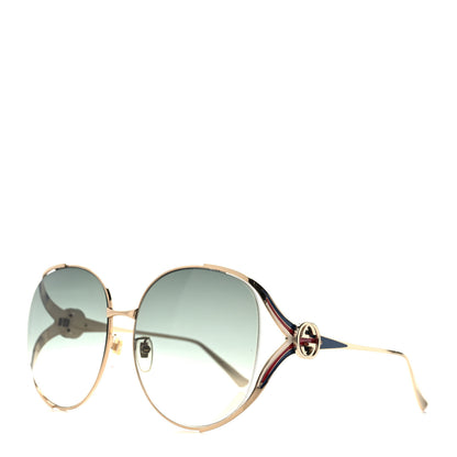 Gucci Metal Oversized Round Frame GG0225S Sunglasses Gold 1 of 7
