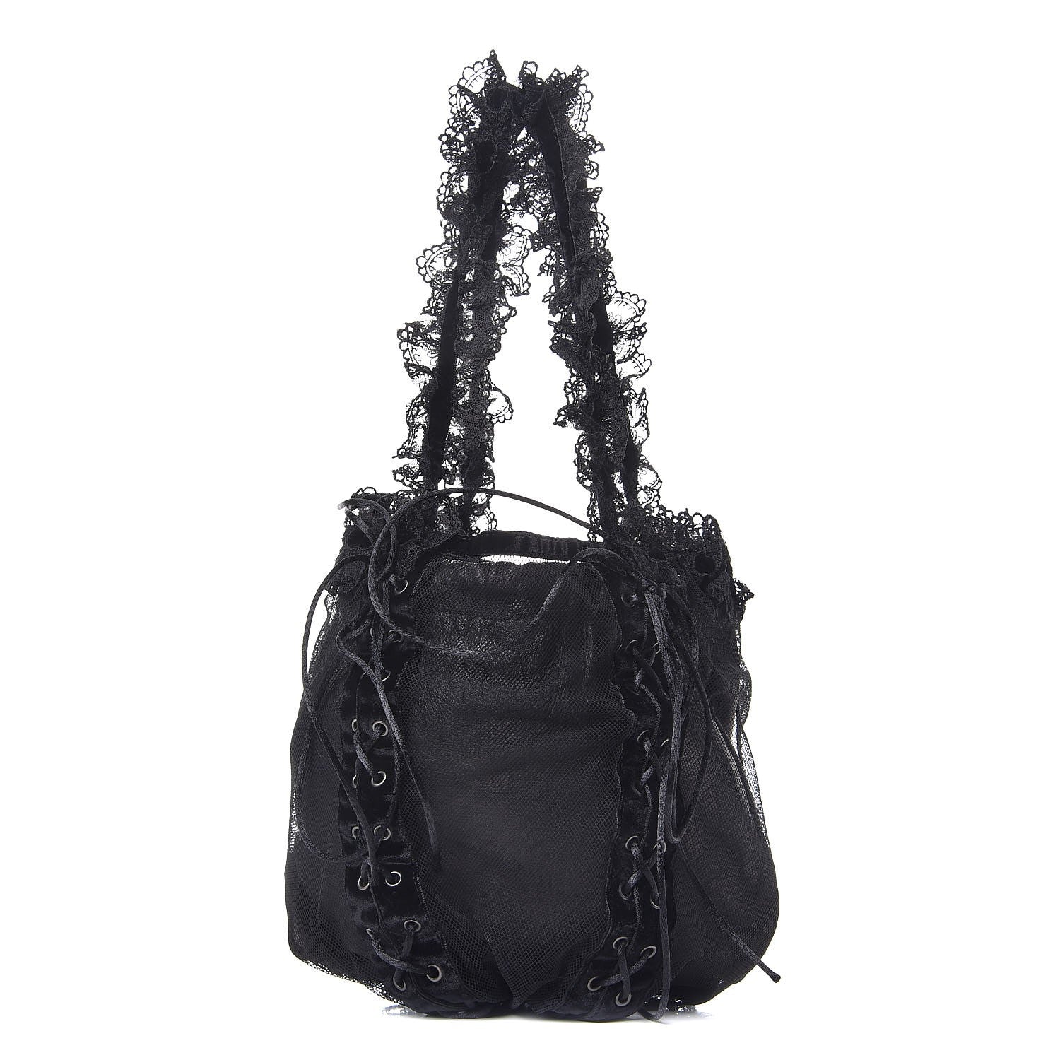 Saint Laurent Mesh Lace Up Corset Tote Black 1 of 7
