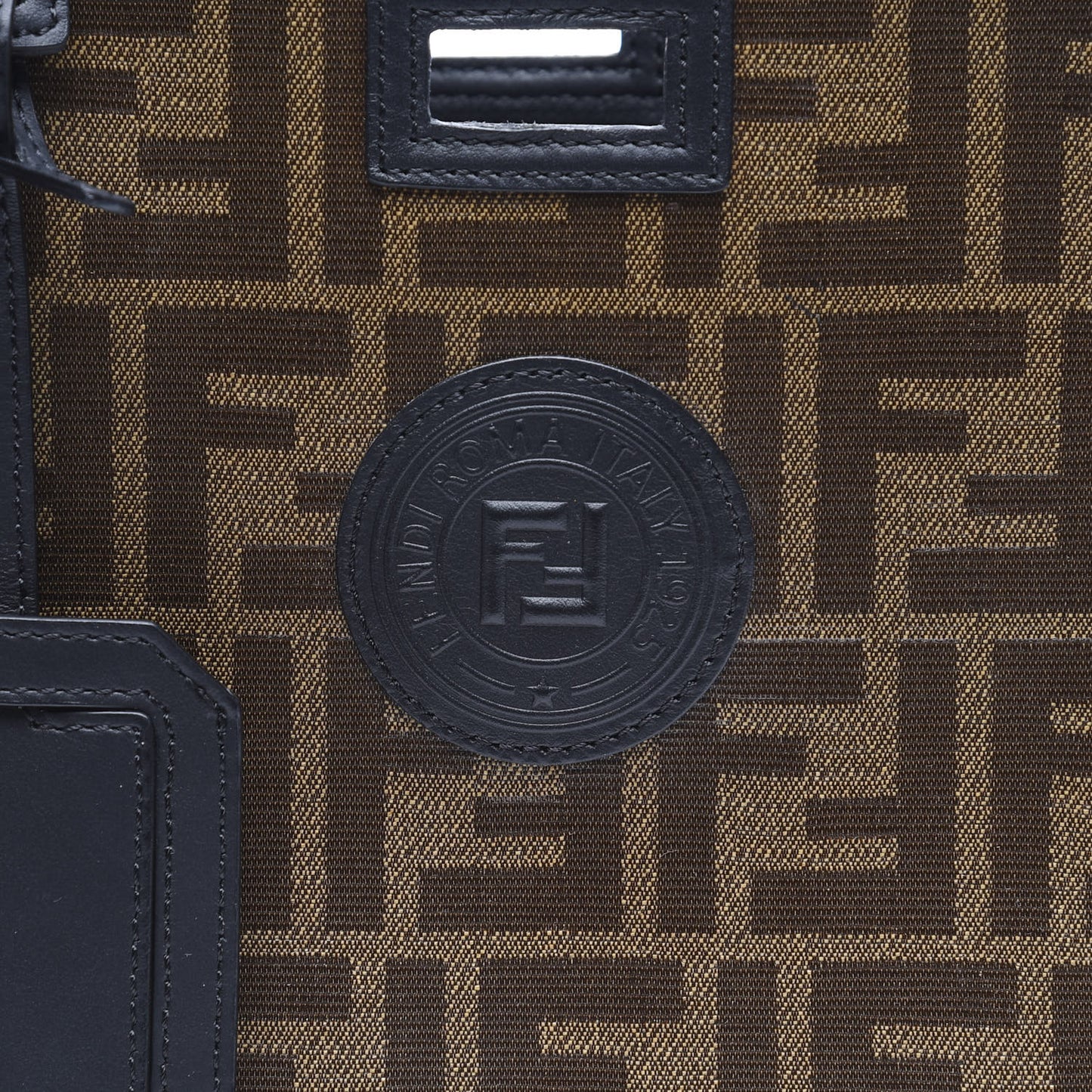 Glazed Fabric Vitello Century FF 1974 Stamp Patch Mini Peekaboo Defender Cover Mogano Panna Black