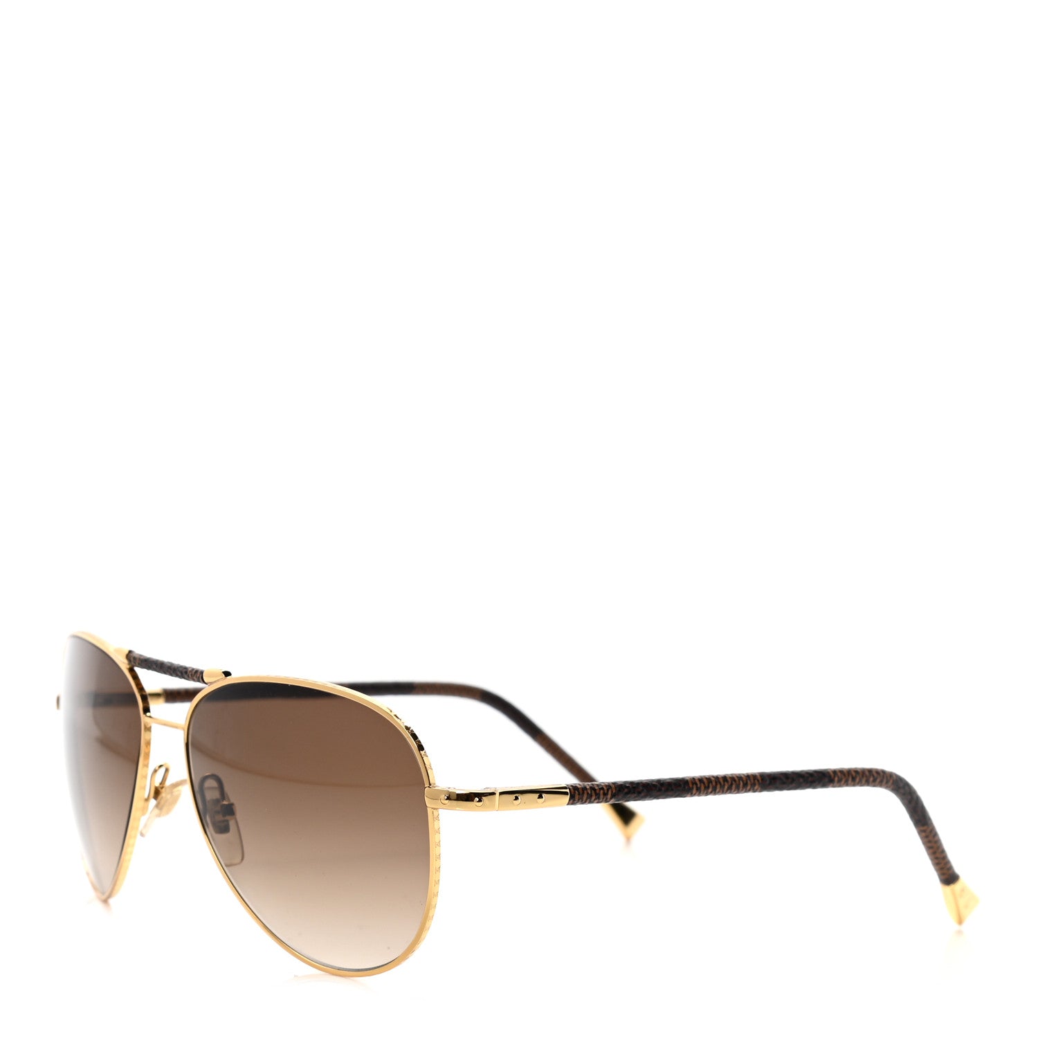 Louis Vuitton Damier Ebene Conspiration Pilote Aviator Sunglasses Z0202U Gold 1 of 7