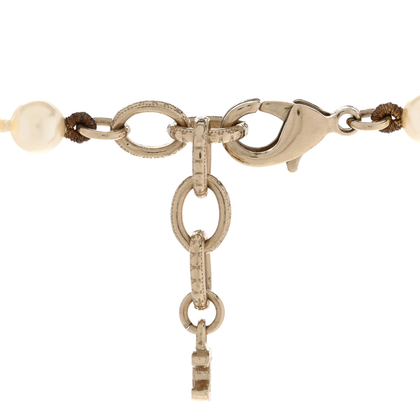 Pearl Baguette Crystal CC Long Necklace Gold