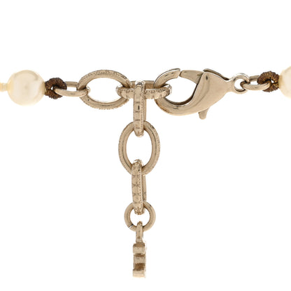 Chanel Pearl Baguette Crystal CC Long Necklace Gold 5 of 8