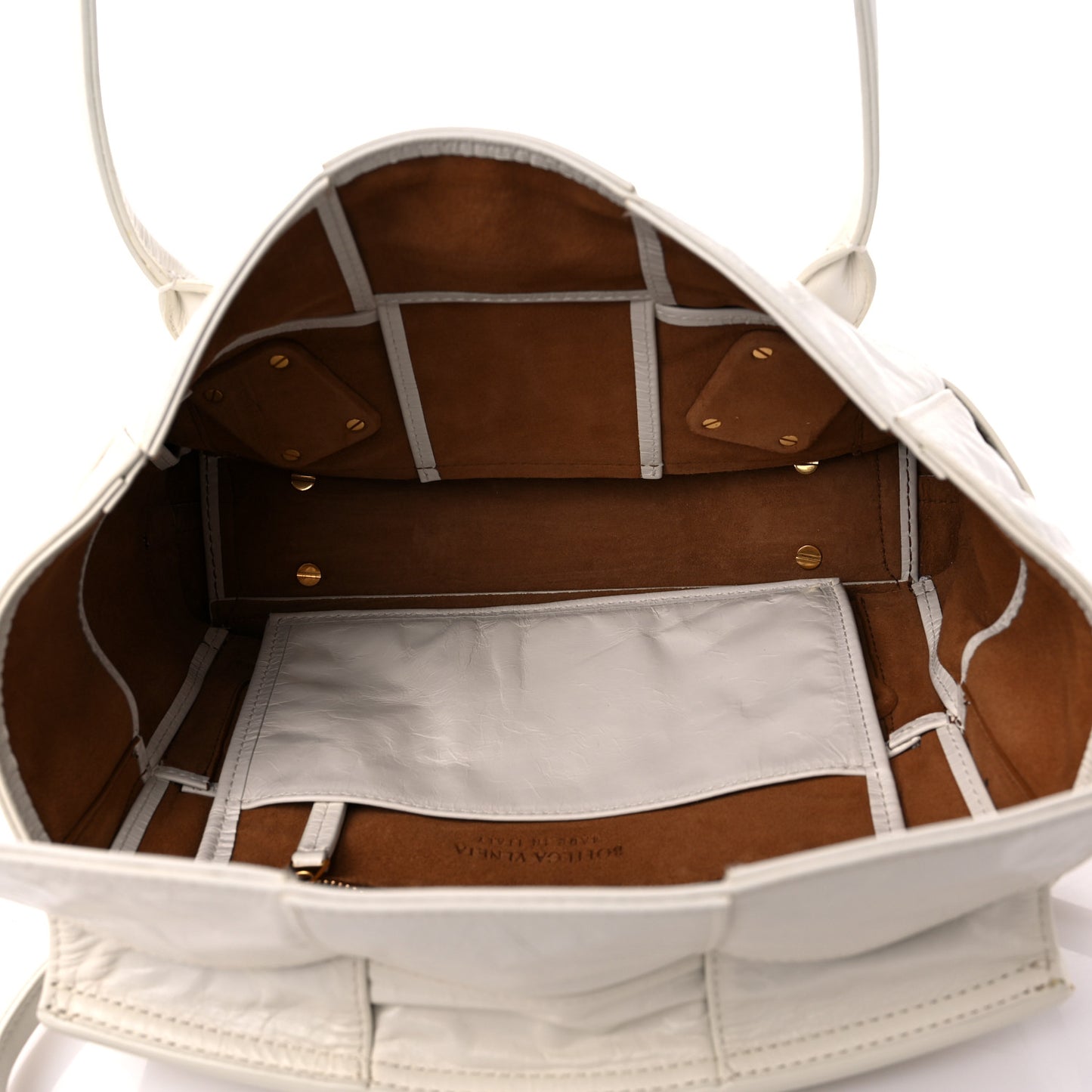 Paper Calfskin Maxi Intrecciato Small Arco Slouch Plaster