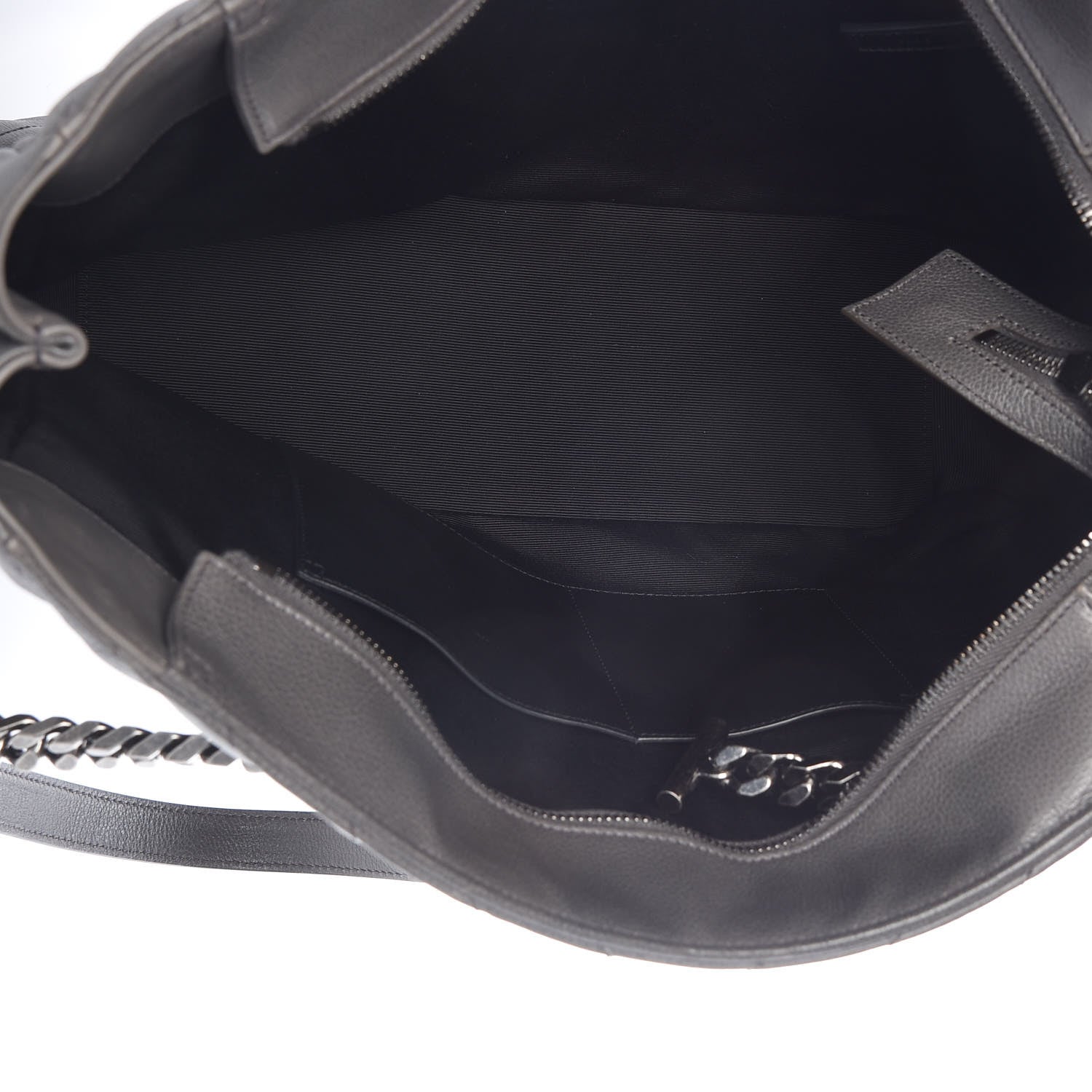 Saint Laurent Sheepskin Matelasse Chevron Large Monogram Shopping Bag Light Coal 7 of 22