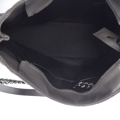 Saint Laurent Sheepskin Matelasse Chevron Large Monogram Shopping Bag Light Coal 7 of 22