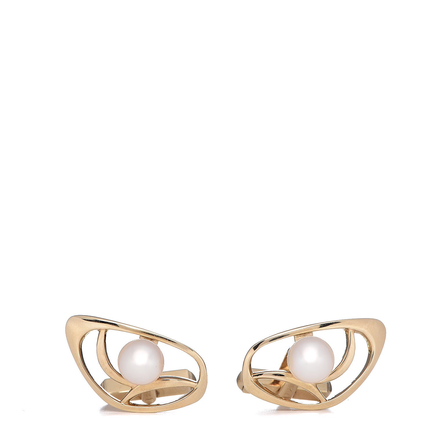 Mikimoto 14K Yellow Gold Akoya Pearl 7mm Cufflinks 1 of 4