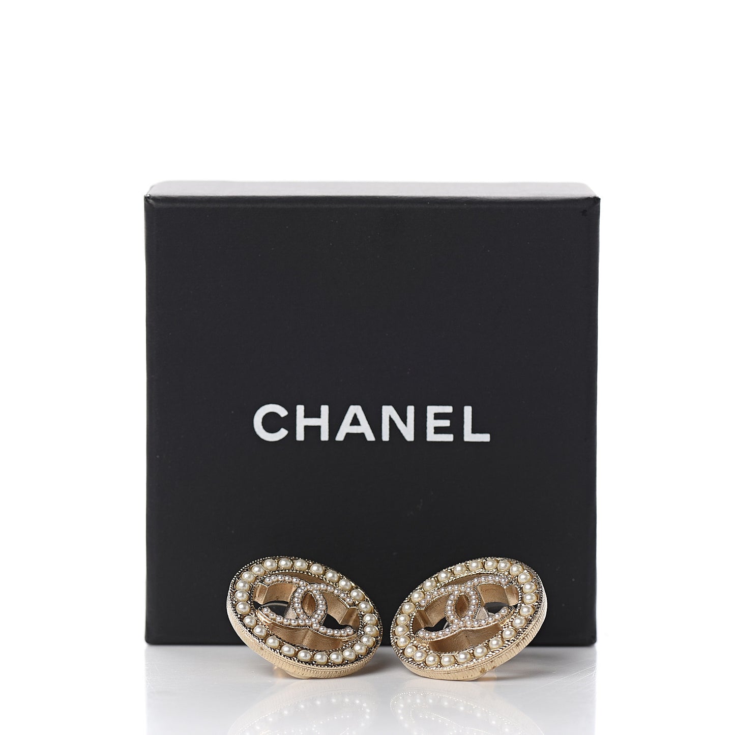 Pearl CC Round Rope Earrings Gold