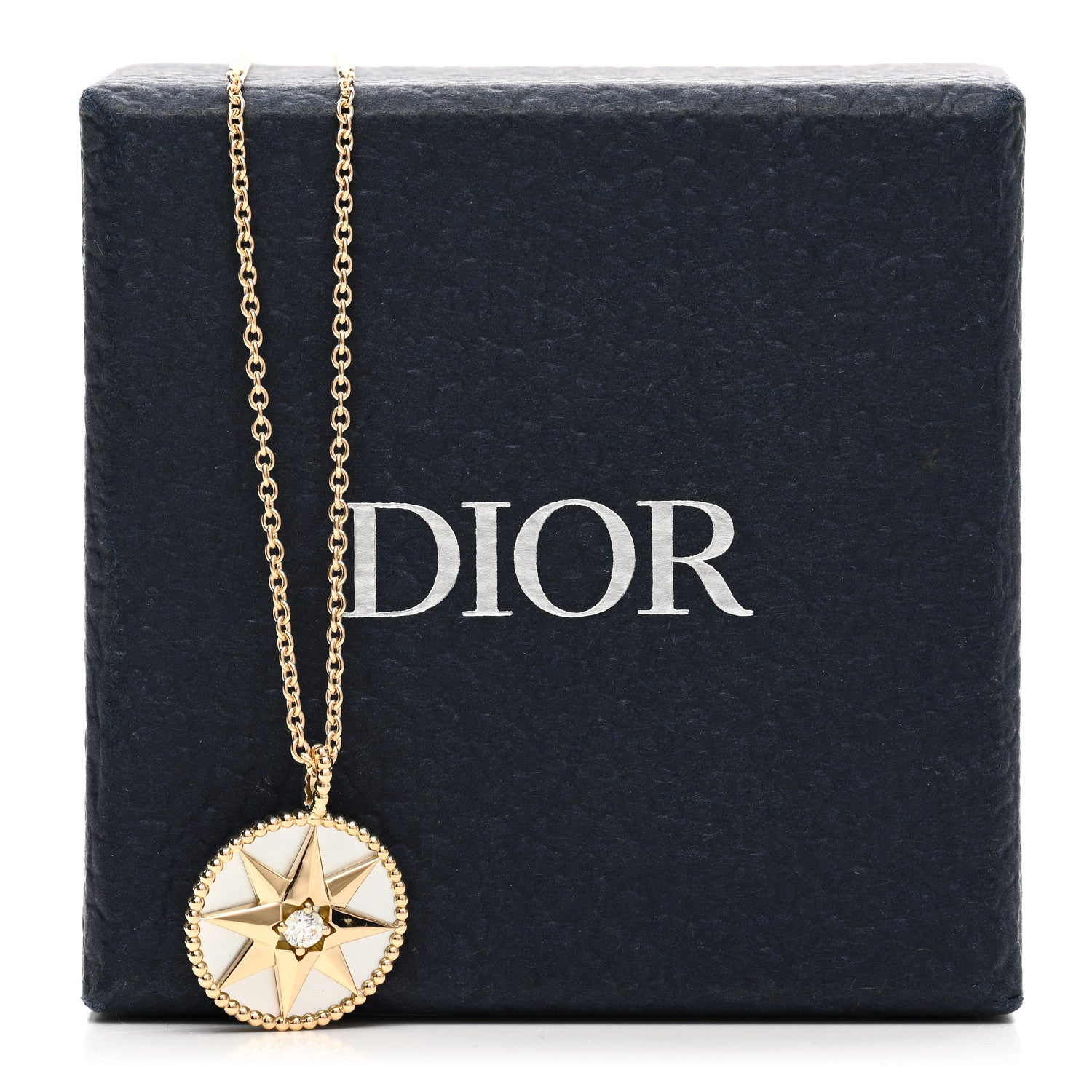 Christian Dior 18K Yellow Gold Diamond Mother of Pearl Rose Des Vents Medallion Necklace 6 of 6