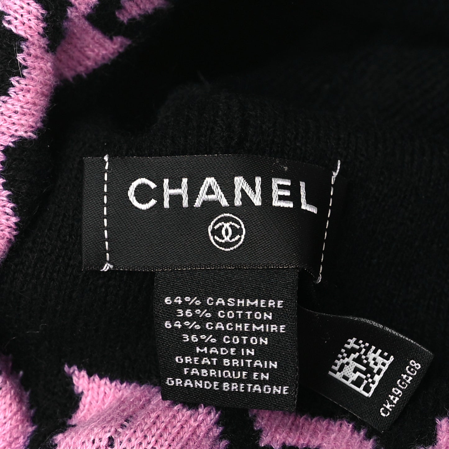 Cashmere Cotton Knit CC Cambon Beanie Hat Pink Navy Blue