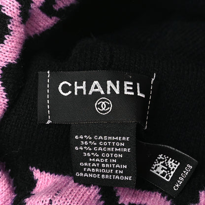 Chanel Cashmere Cotton Knit CC Cambon Beanie Hat Pink Navy Blue 3 of 3