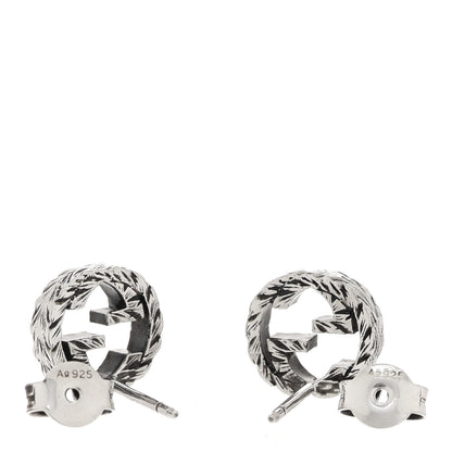 Gucci Sterling Silver Textured Interlocking G Stud Earrings 3 of 5