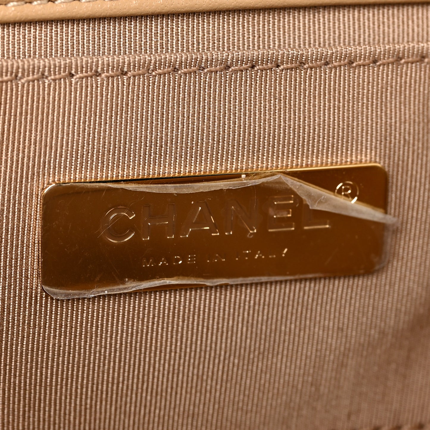 Goatskin Quilted Chanel 19 Waist Bag Dark Beige
