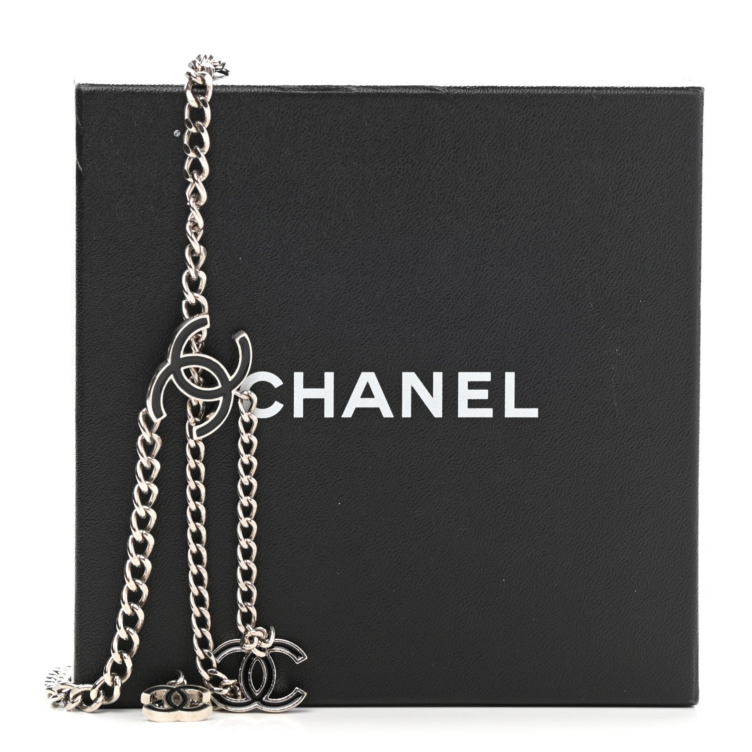 Chanel Enamel CC Chain Logo Belt Silver Black 4 of 4