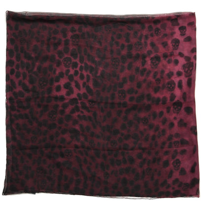 Alexander McQueen Silk Chiffon Leopard Skull Scarf Burgundy 1 of 5