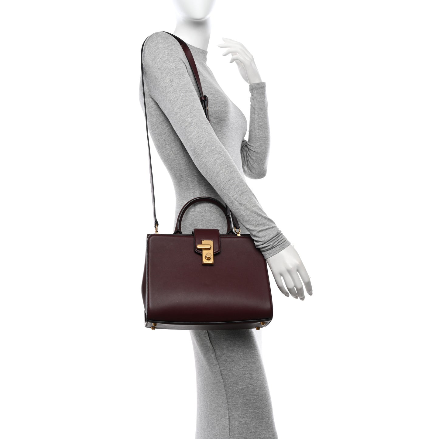 Calfskin Small West End Top Handle Bag Burgundy