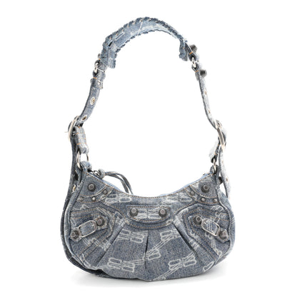 Balenciaga Bleached Denim BB Monogram Le Cagole Shoulder Bag XS Blue 1 of 11