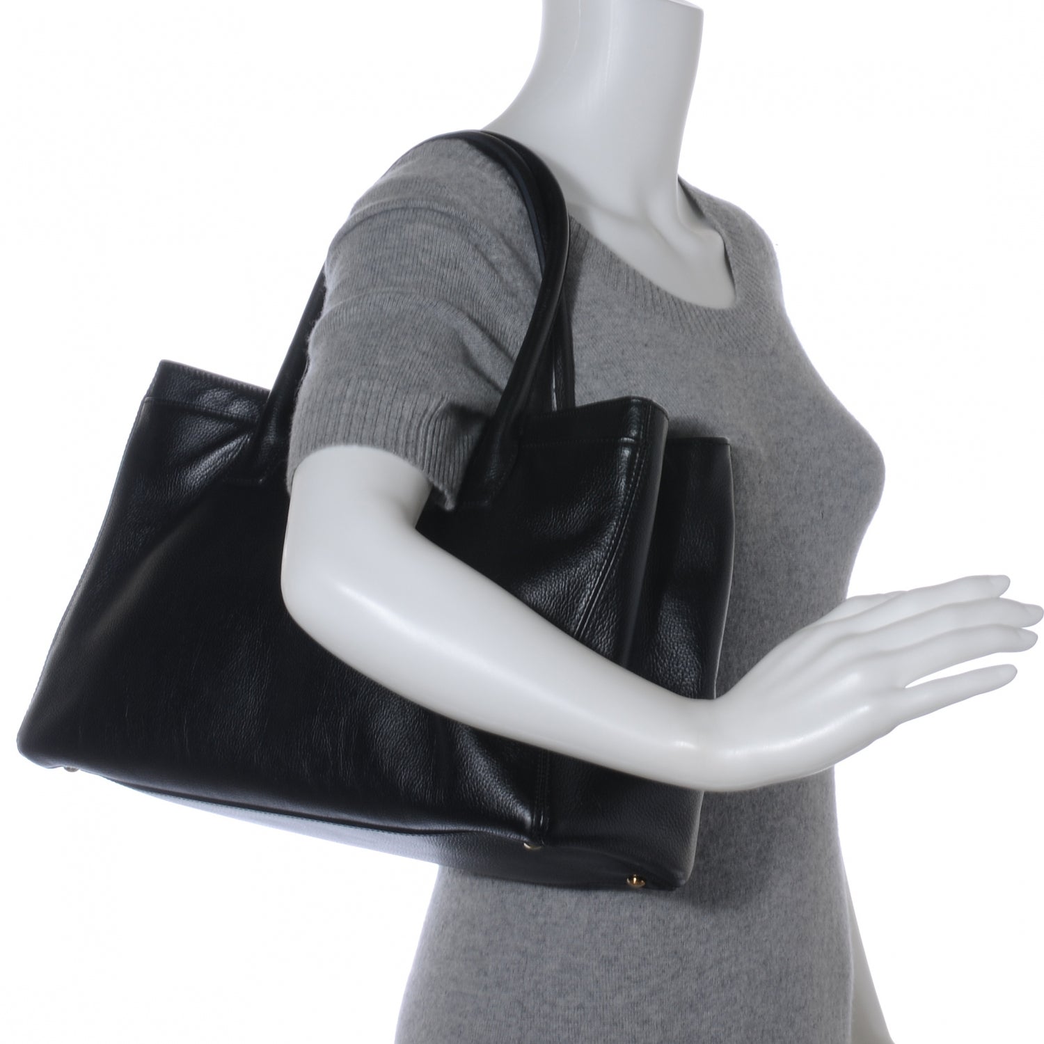 Chanel Calfskin Cerf Executive Shopper Tote Black 2 of 7