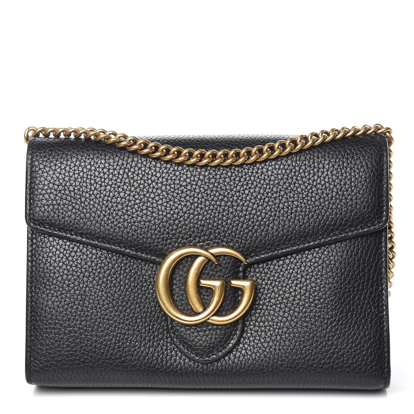 Calfskin GG Marmont Chain Wallet Black