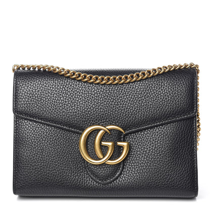 Gucci Calfskin GG Marmont Chain Wallet Black 1 of 9