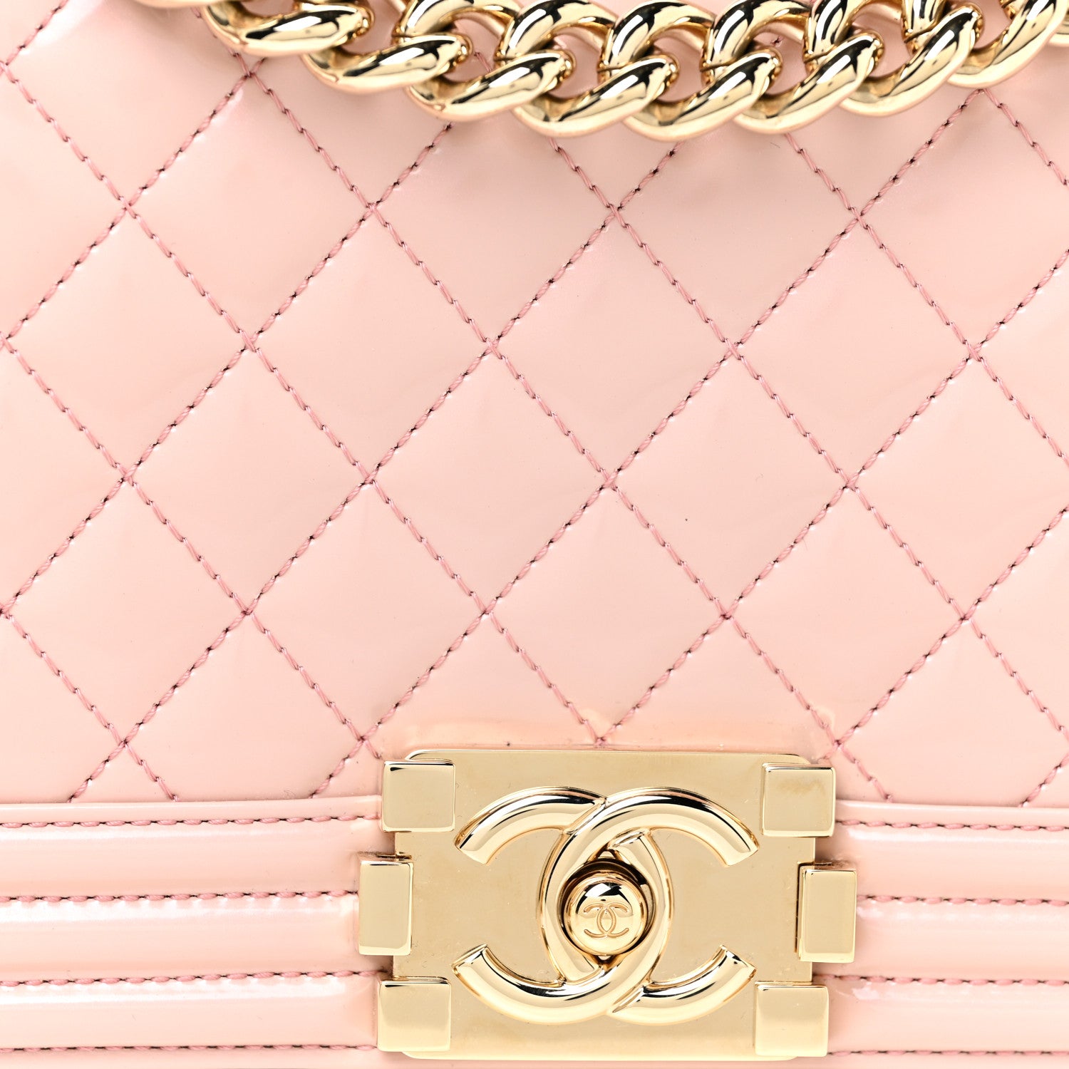 Chanel Patent Calfskin Quilted Medium Boy Flap Light Pink 7 of 11
