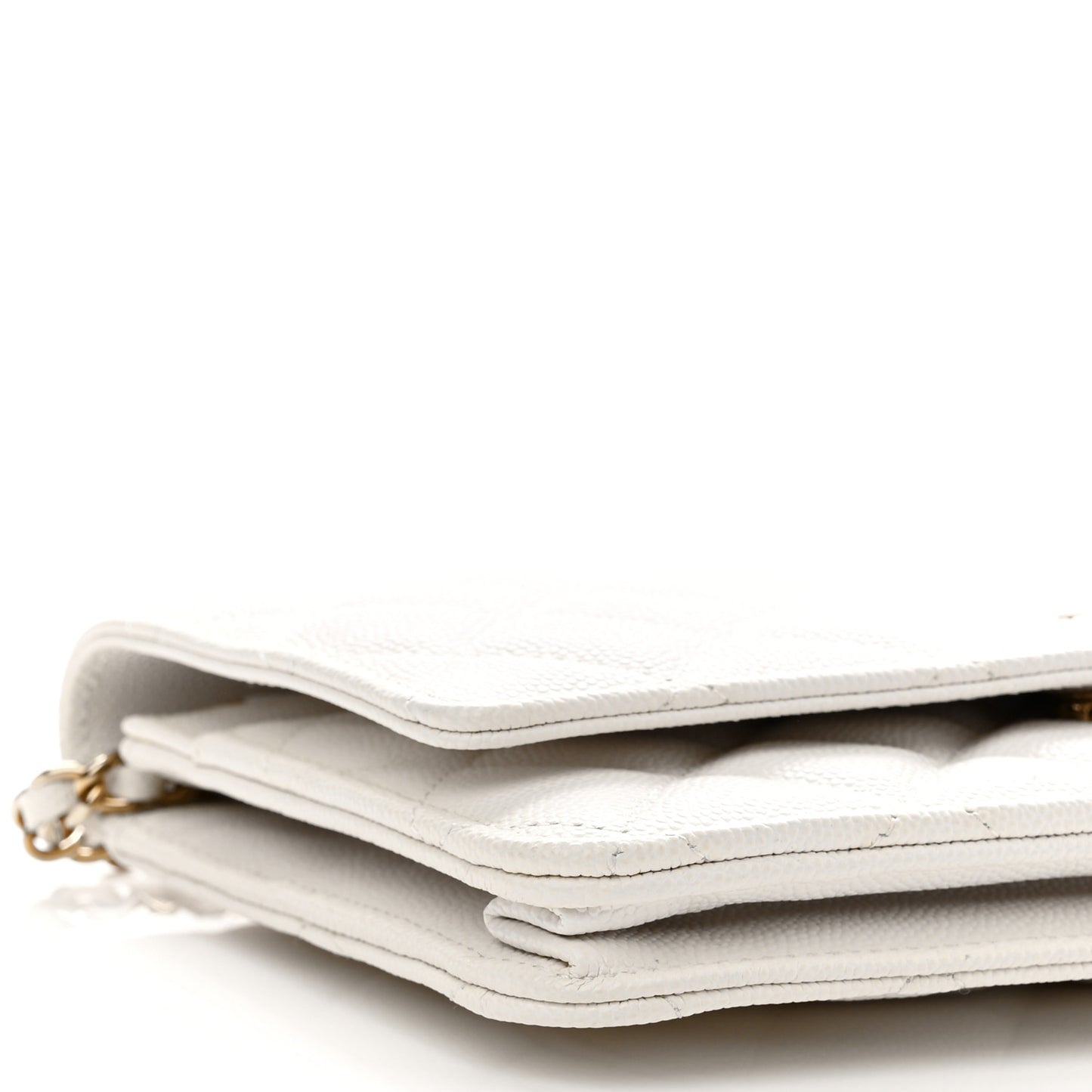 Caviar Quilted Wallet On Chain WOC White