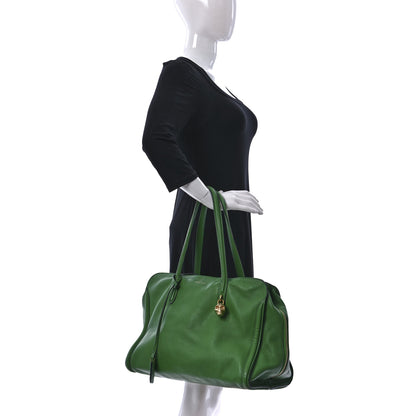 Alexander McQueen Pebbled Calfskin Large Skull Padlock Zip Around Tote Emerald 2 of 10