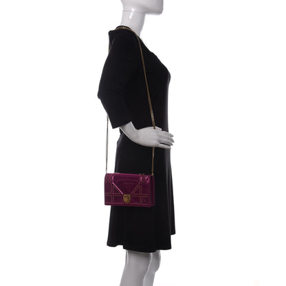 Christian Dior Patent Studded Diorama Wallet on Chain Pouch Pink 2 of 9