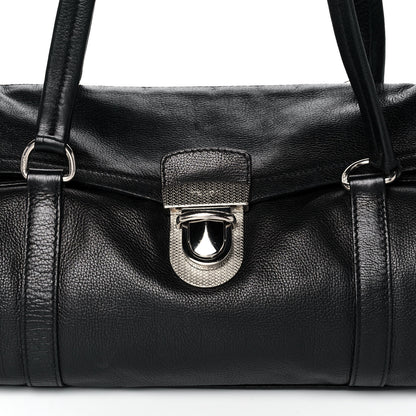 Prada Royal Calf Easy Foldover Pushlock Satchel Black 7 of 12