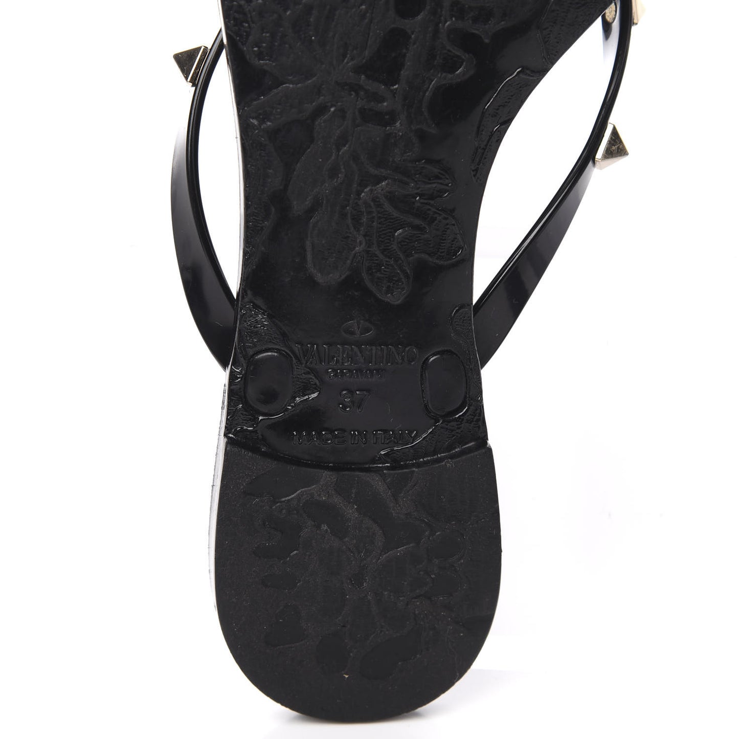 PVC Jelly Rockstud Bow Thong Sandals 37 Black