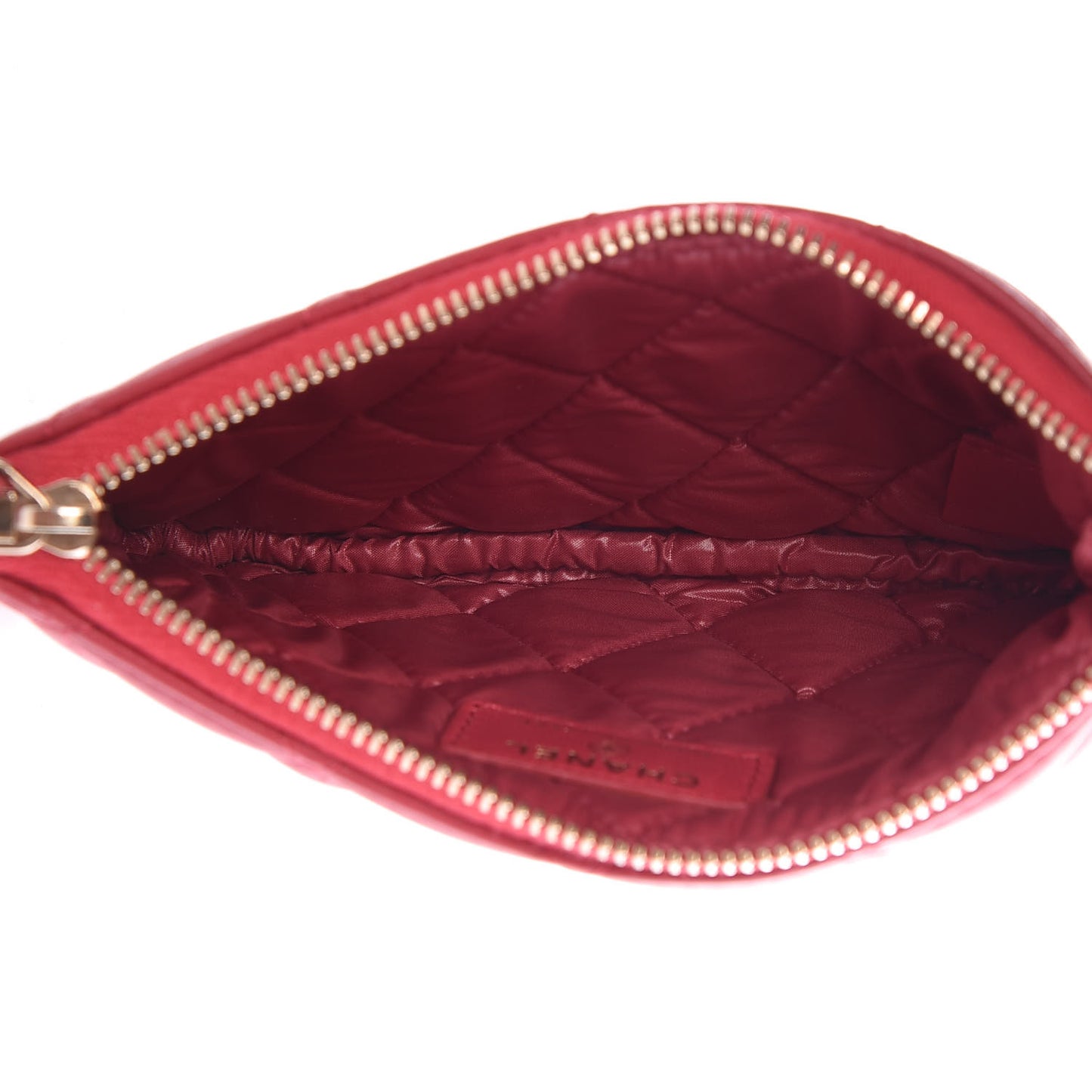 Lambskin Quilted Small Cosmetic Case Dark Pink