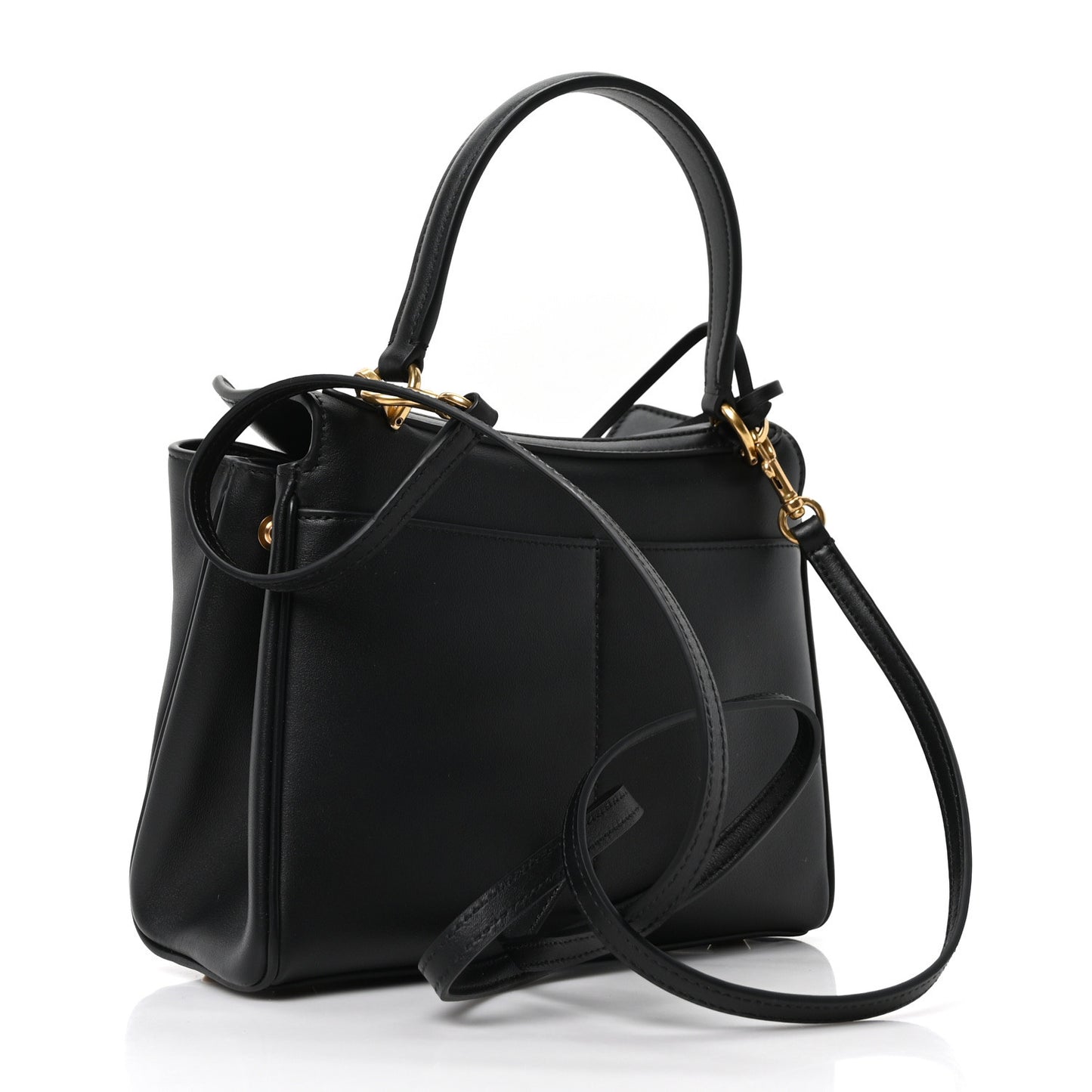 Natural Smooth Calfskin Mini Rodeo Top Handle Handbag Black