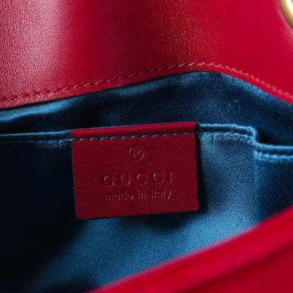 Gucci Velvet Matelasse Mini GG Marmont Shoulder Bag Hibiscus Red 7 of 8