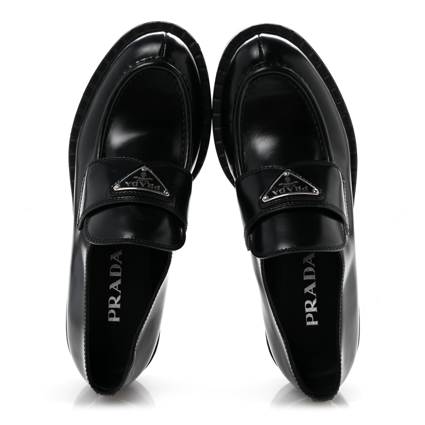 Spazzolato Metal Triangle Logo 50mm Loafers 38 Black