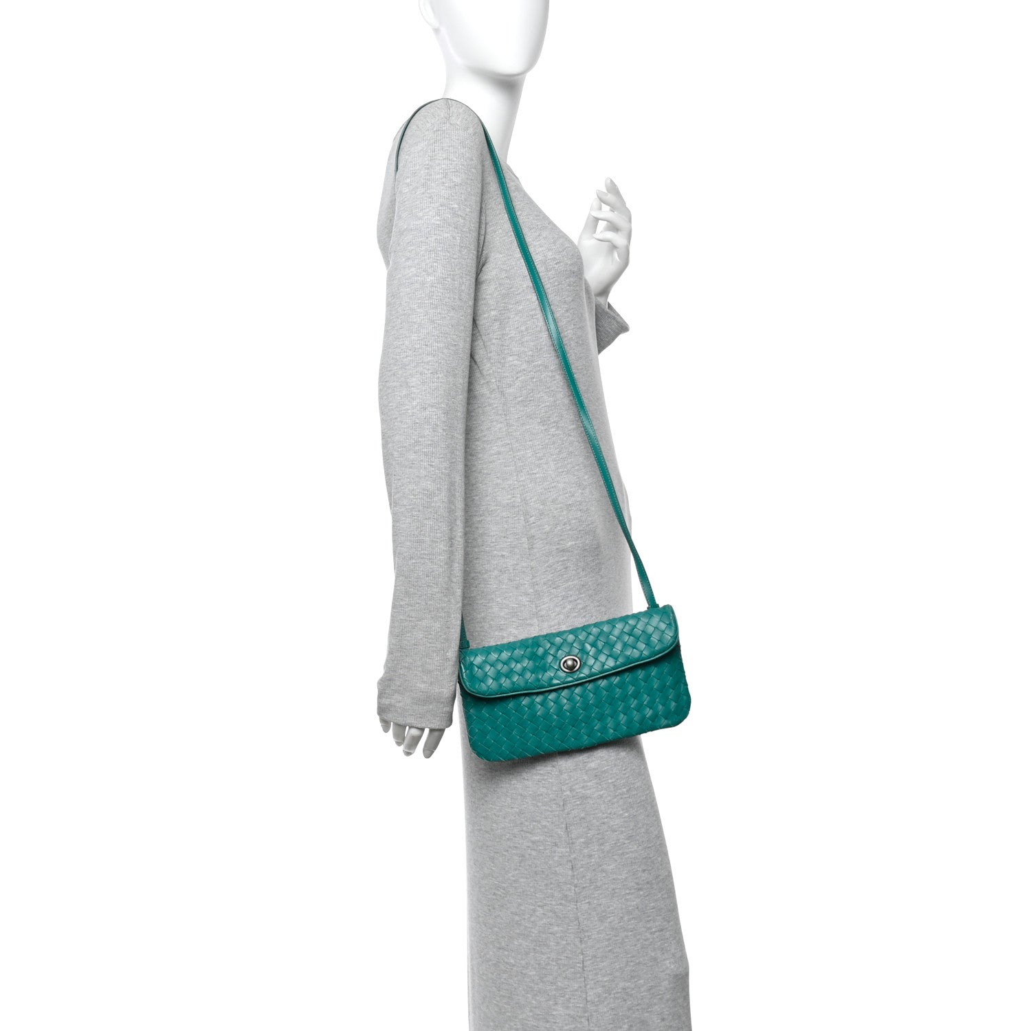 Bottega Veneta Nappa Intrecciato Flap Crossbody Mallard 3 of 12