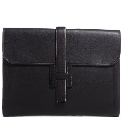 Hermes Evergrain Jige GM Clutch Black 1 of 7
