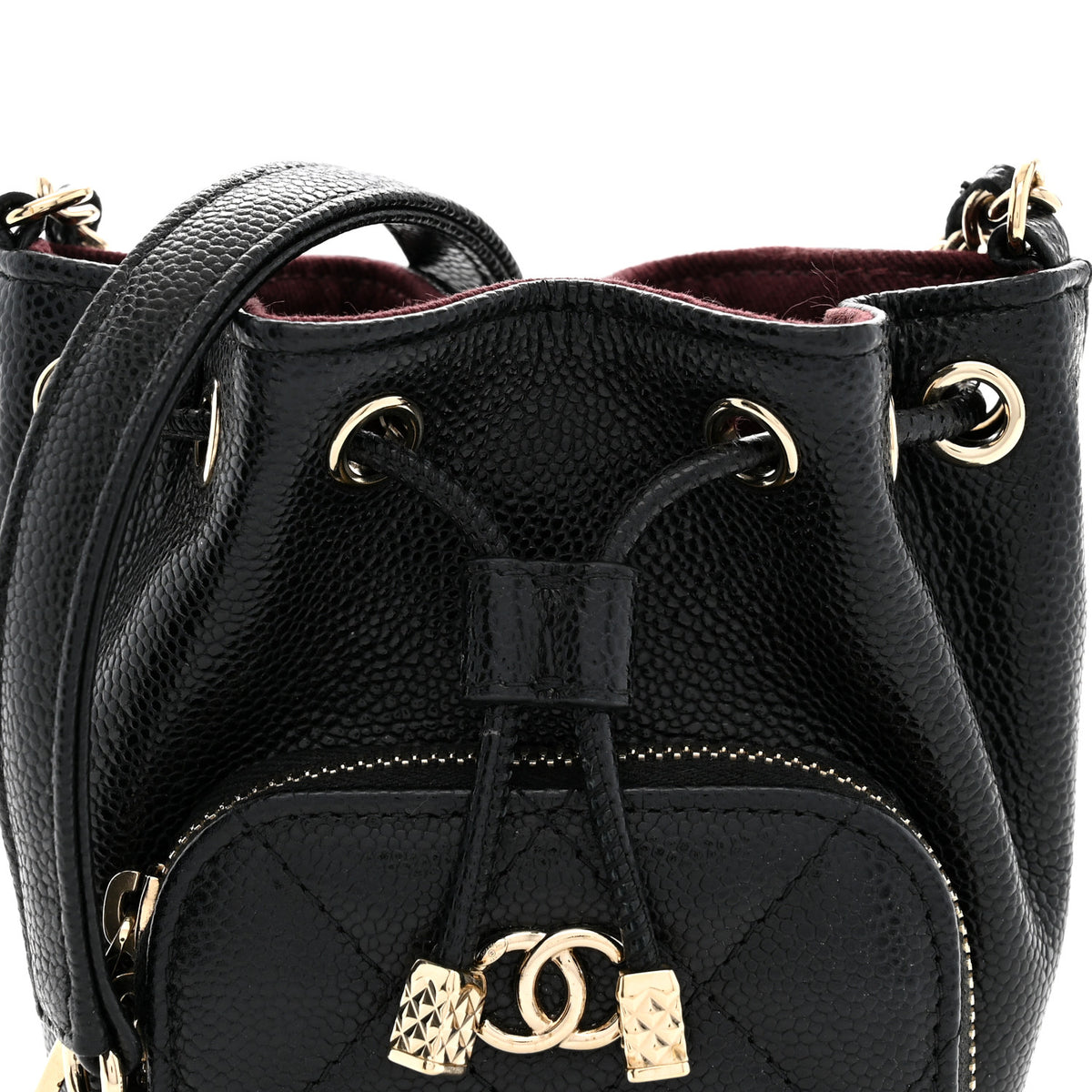 Chanel Caviar Quilted Mini CC Pocket Bucket Bag Black 8 of 11