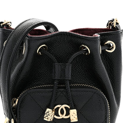 Chanel Caviar Quilted Mini CC Pocket Bucket Bag Black 8 of 11
