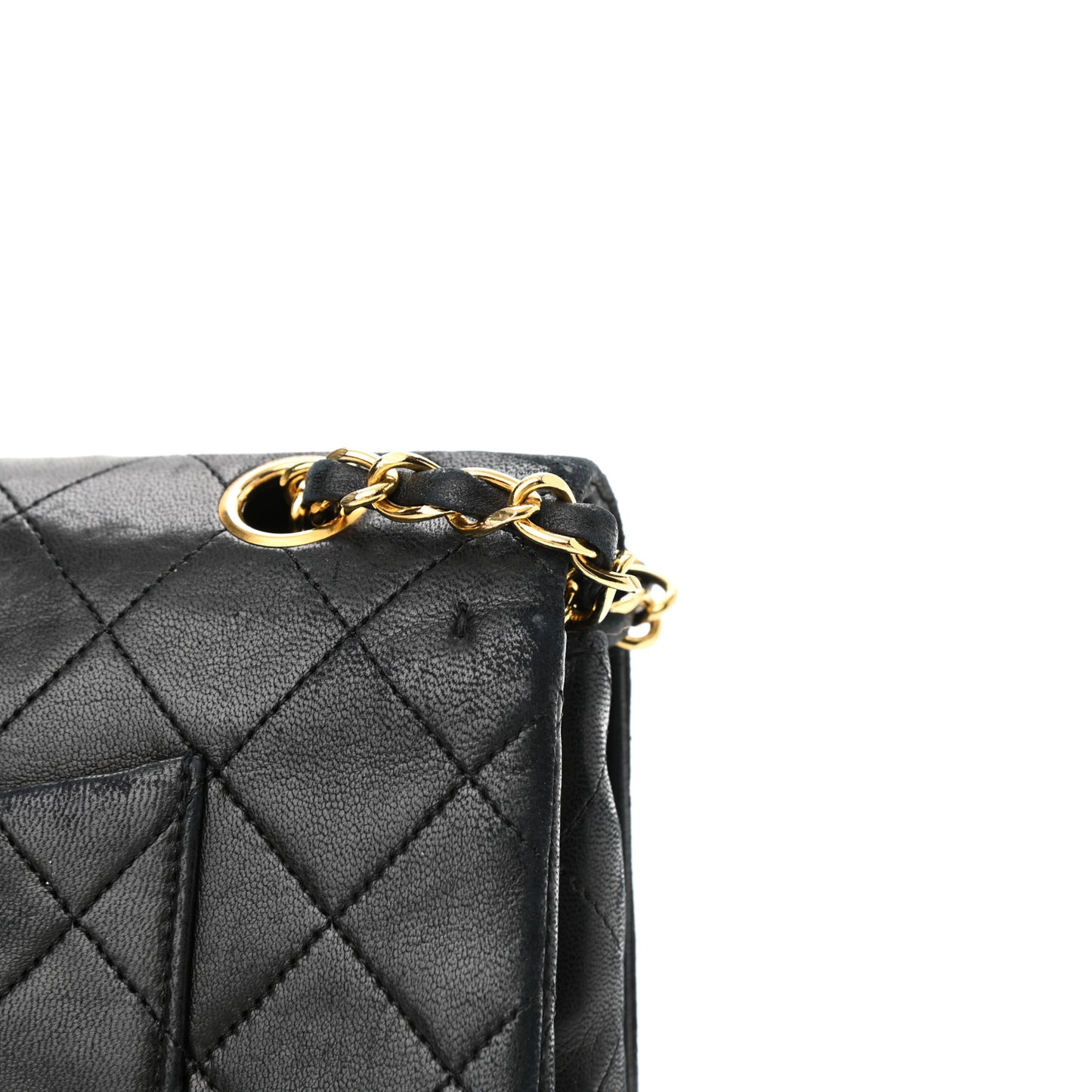 Lambskin Quilted Medium Double Flap Black