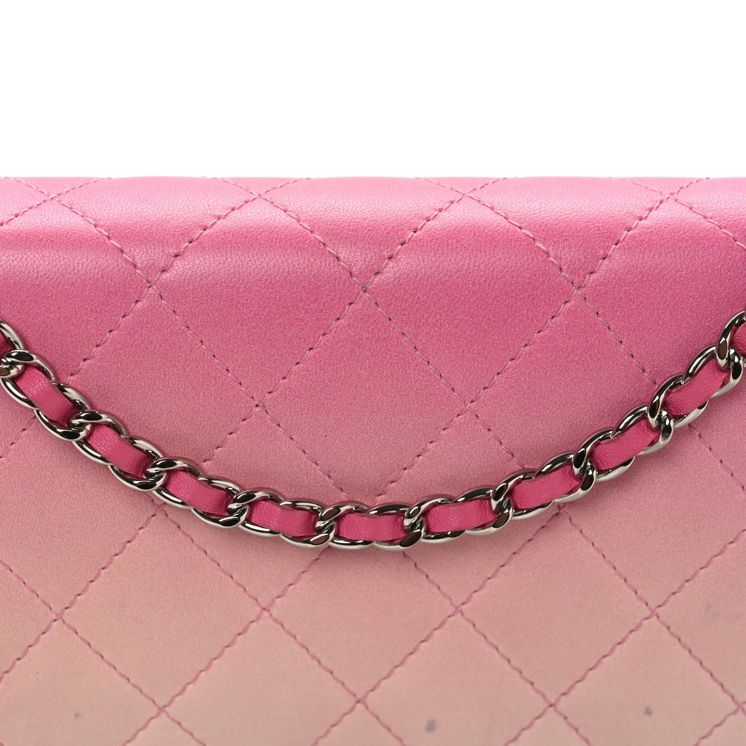 Chanel Faded Lambskin Quilted Zephyr Wallet on Chain WOC Dark Pink 8 of 13