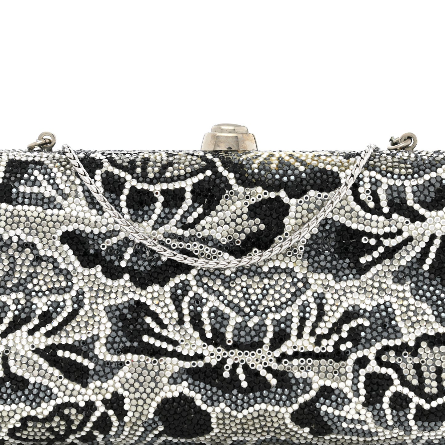 Swarovski Crystal Minaudiere Clutch Silver Multicolor