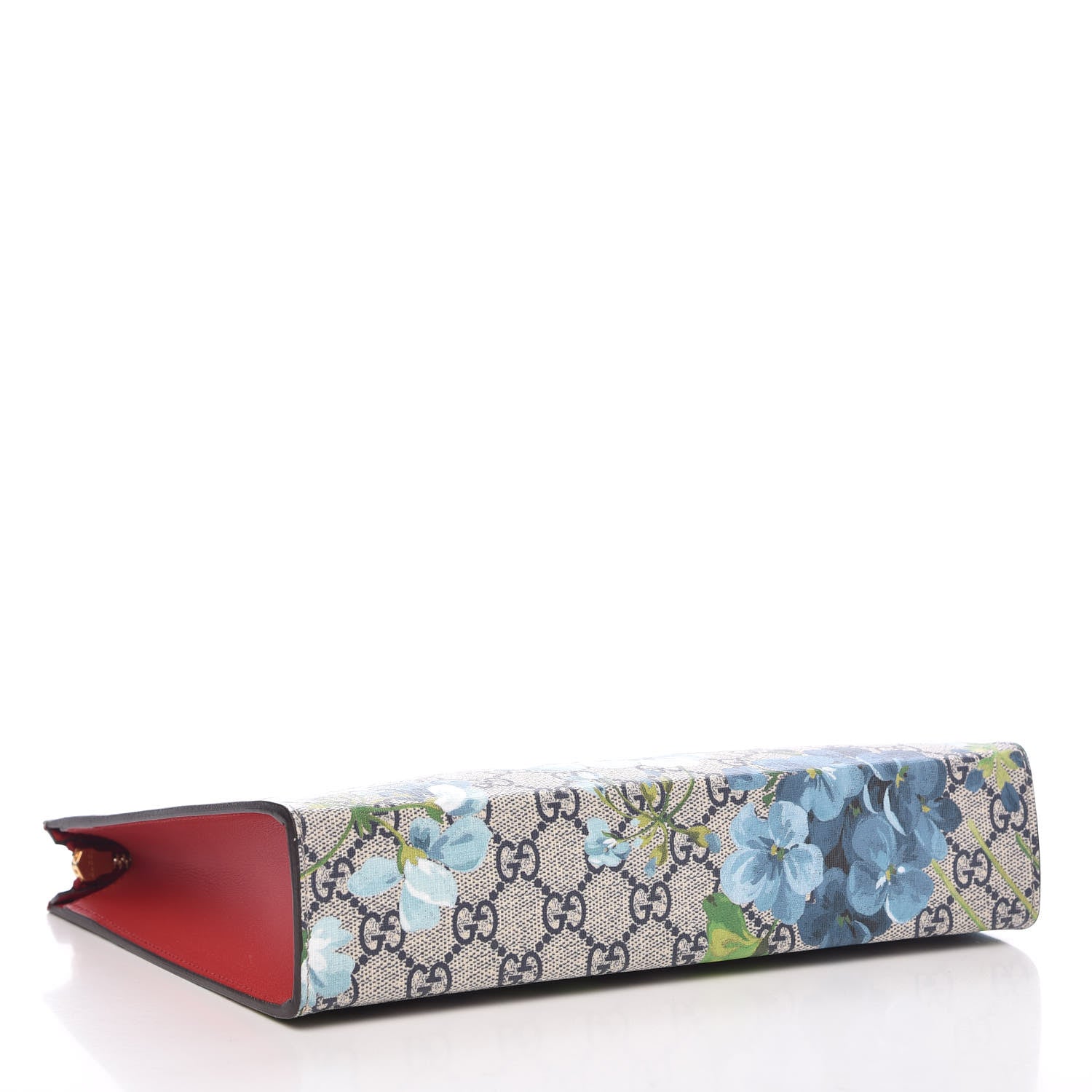 Gucci GG Supreme Monogram Blooms Large Cosmetic Case Beige Blue Navy Hibiscus Red 4 of 8