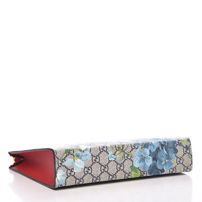 Gucci GG Supreme Monogram Blooms Large Cosmetic Case Beige Blue Navy Hibiscus Red 4 of 8