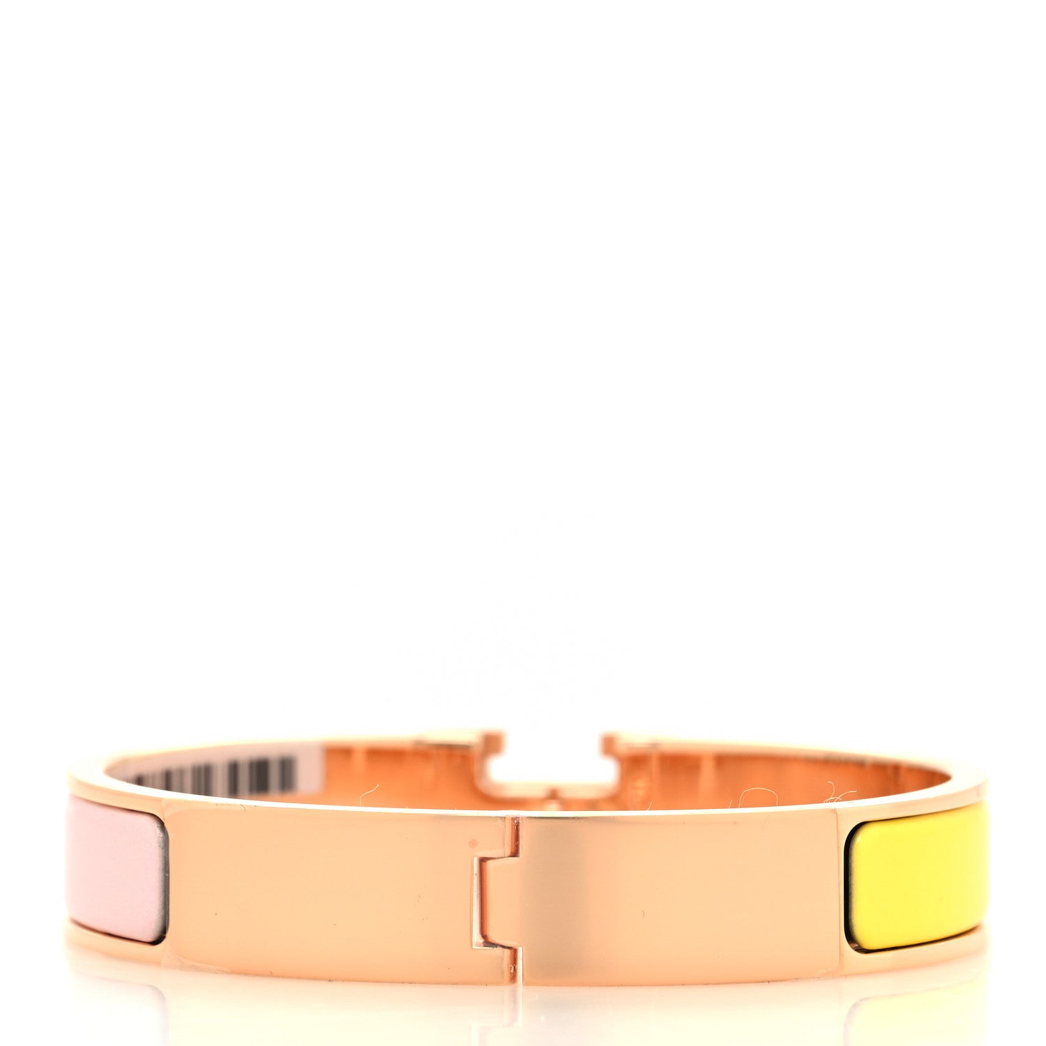 Hermes Enamel Narrow Clic Clac H Fusion Bracelet GM Rose Candeur Jaune Tennis 3 of 5